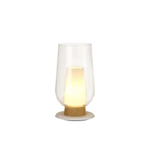 Mantra M8281 Nora Table Lamp White/Wood/Clear Glass With Frosted Inner