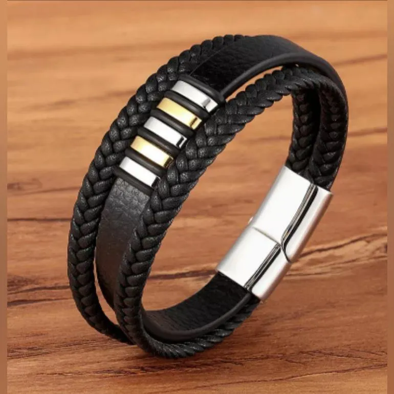 Men's Stainless Steel and Leather Bracelets