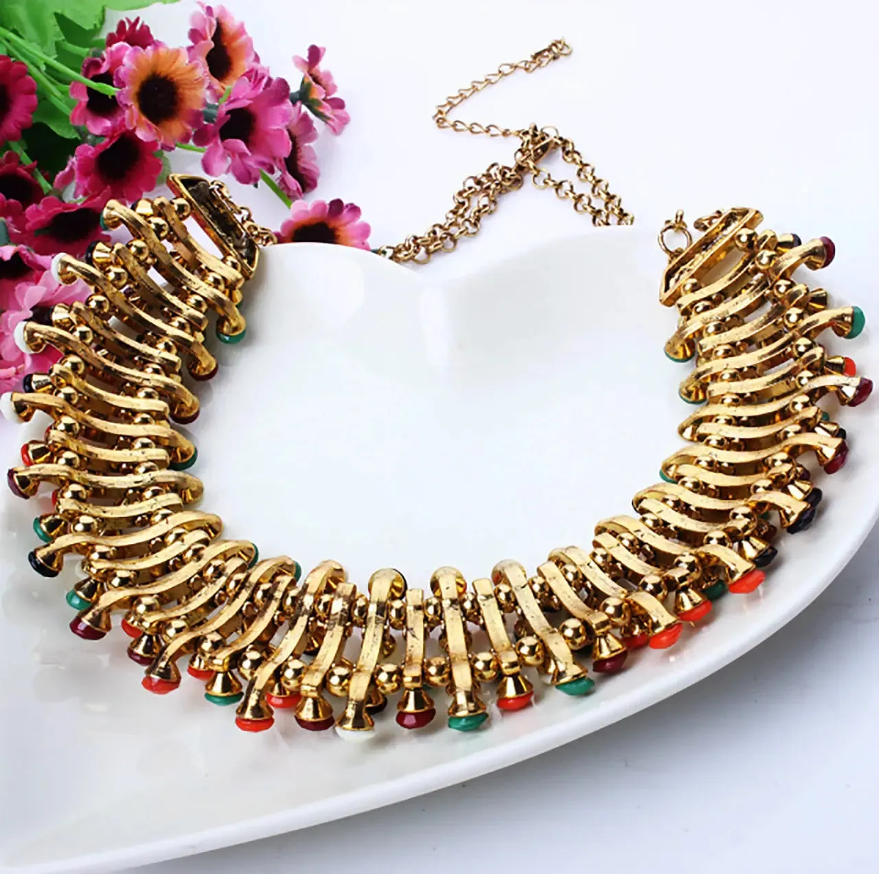 Multi color Fashion choker adjustable light-weight Statement Necklace For Women