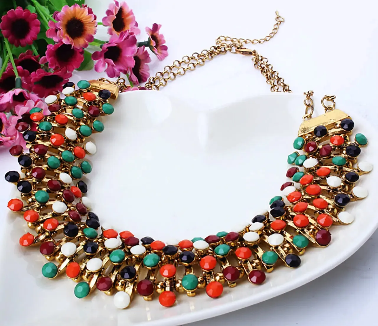 Multi color Fashion choker adjustable light-weight Statement Necklace For Women