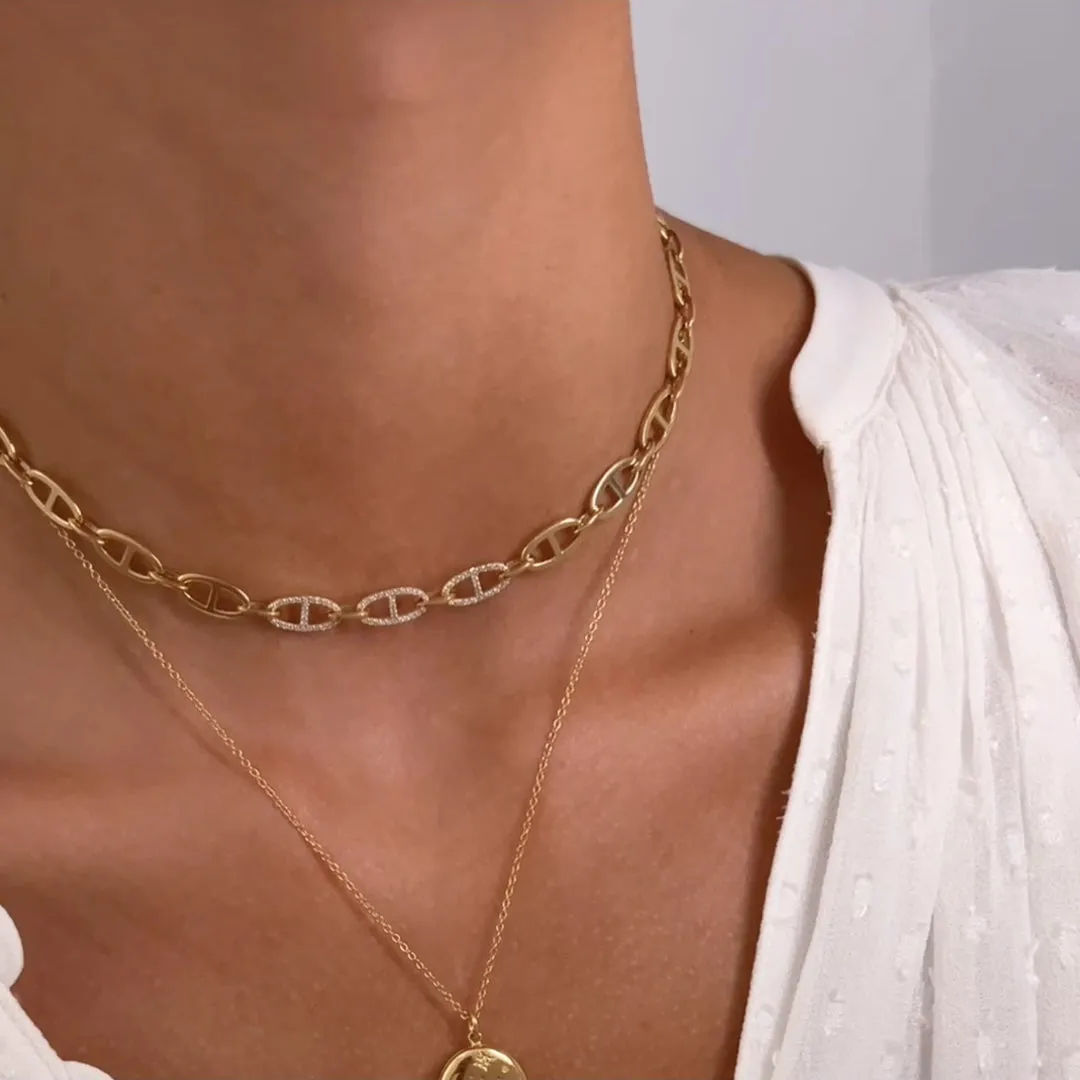 Multi Link Anchor 14K Gold Vermeil Chain Necklace