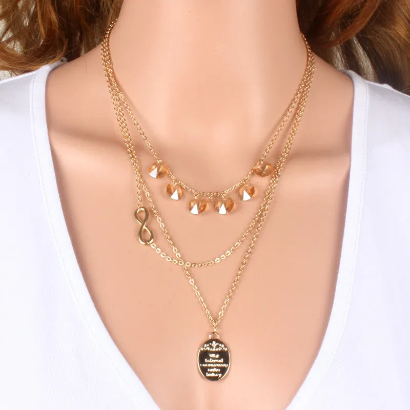 Multilayer necklace fashion accessories gold cross popular maxi female long chain necklaces & pendants statement women jewelry