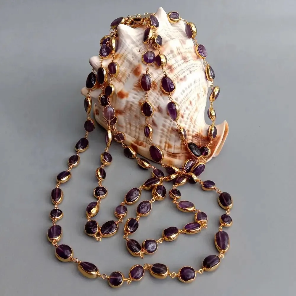 Natural Amethyst 3 Stand Necklace