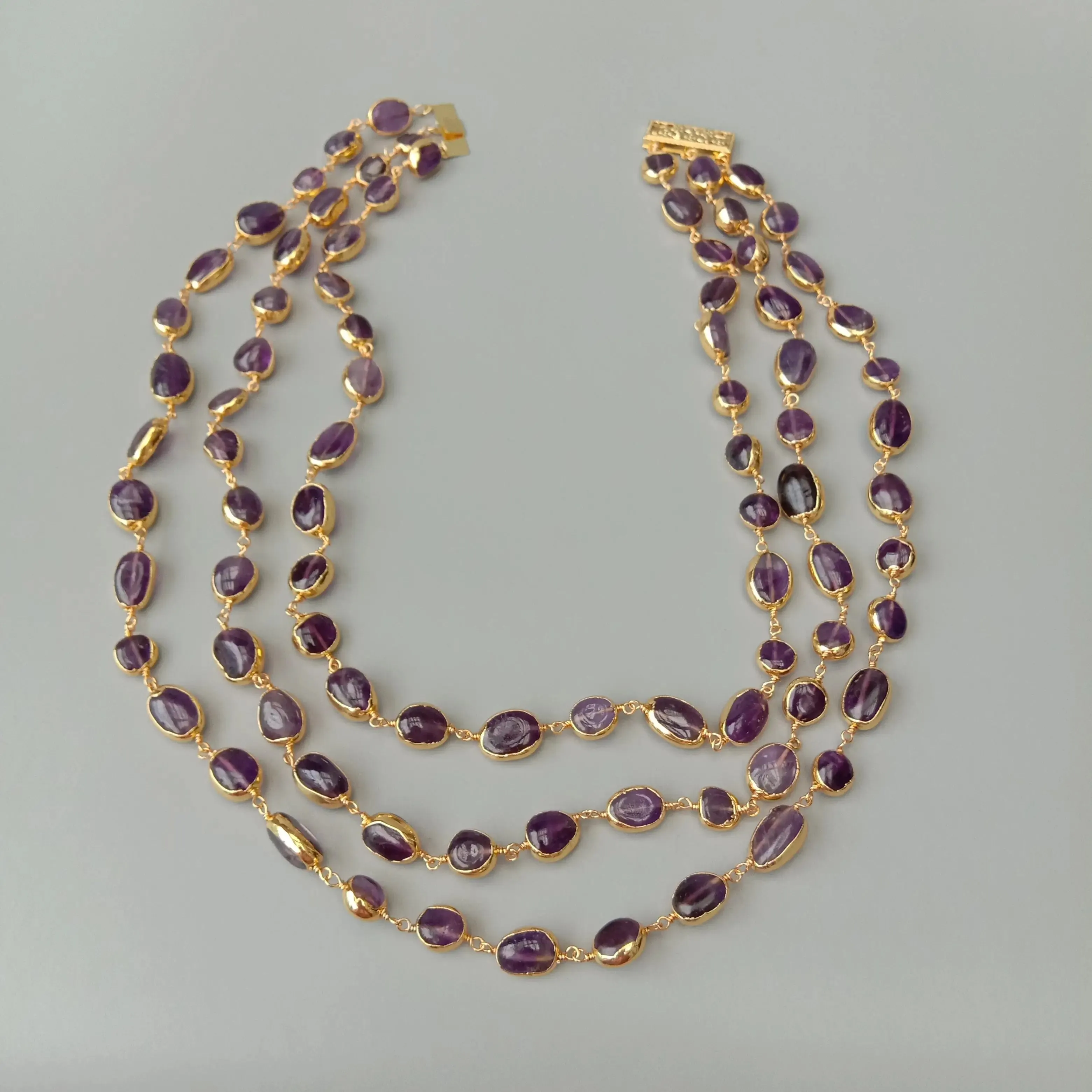 Natural Amethyst 3 Stand Necklace