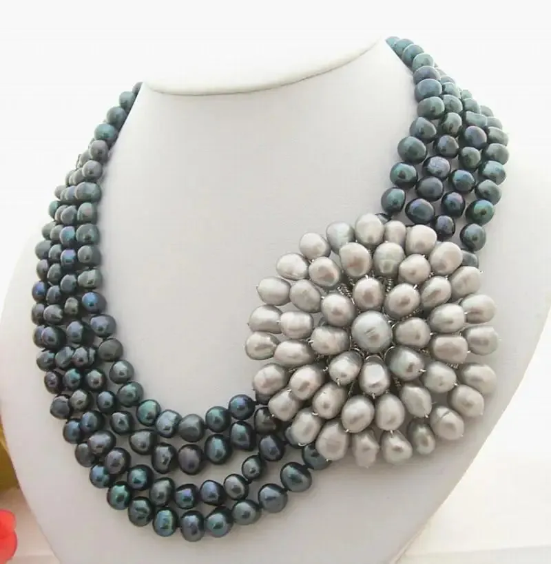 Natural Freshwater Black Pearl  Necklace