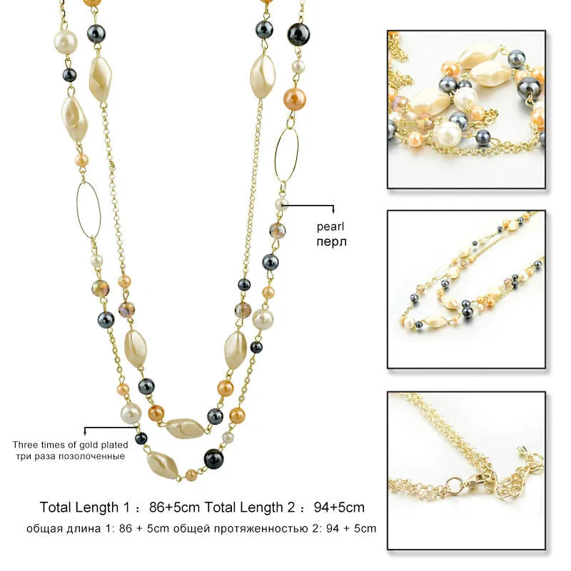 Natural Stone Love Bead Necklaces for Woman Gold Chain Statement Vintage Accessories Maxi Ethnic Jewelry