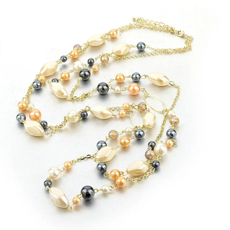 Natural Stone Love Bead Necklaces for Woman Gold Chain Statement Vintage Accessories Maxi Ethnic Jewelry