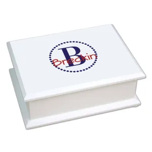 Navy Circle Monogram Lift Top Jewelry Box