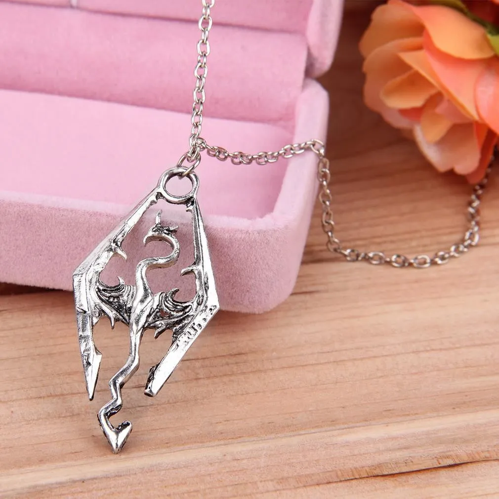 New Dinosaur Pendant Necklace Skyrim Elder Scrolls Dragon Pendants Vintage Necklace for Men/Women Jewelry