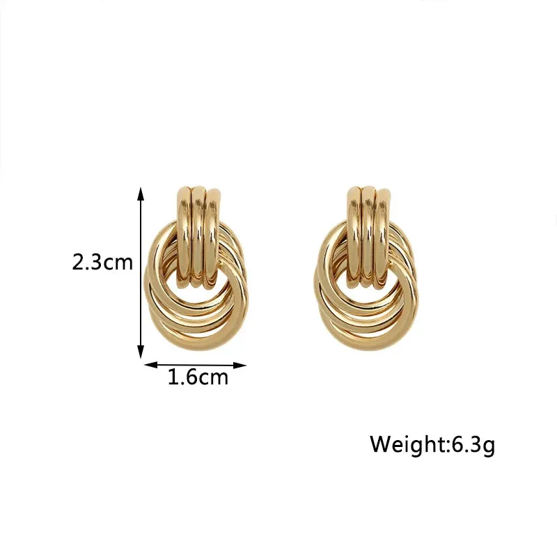 New Fashion Twist Dangle Earrings for Women Exaggerated Gold Color Metal Wrap Earrings European Ear Jewelry oorbellen