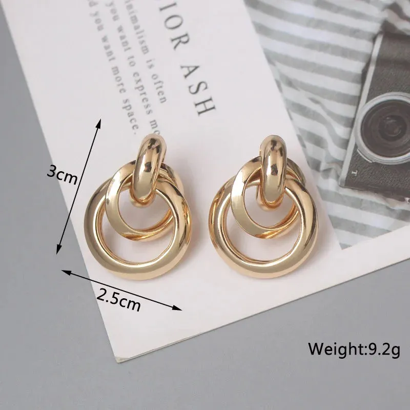 New Fashion Twist Dangle Earrings for Women Exaggerated Gold Color Metal Wrap Earrings European Ear Jewelry oorbellen