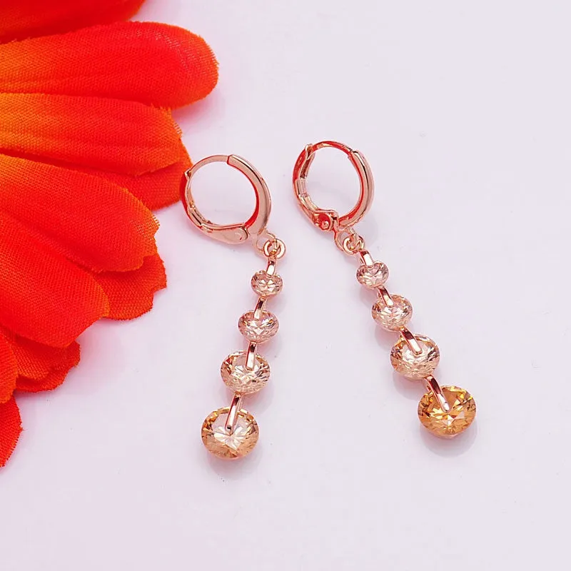 New Fashion Women/Girl's 18k Rose Gold Plated 6 Colors CZ Diamond Pierced Dangle Drop Earrings Jewelry Gifts