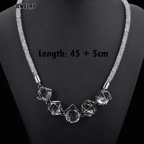 New Mesh Stardust Crystal Pendant Necklaces Women Summer Style Gold Plated Fashion Choker Necklace Statement Collier Femme