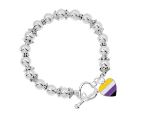 Nonbinary Heart Colored Flag Beaded Charm Bracelets