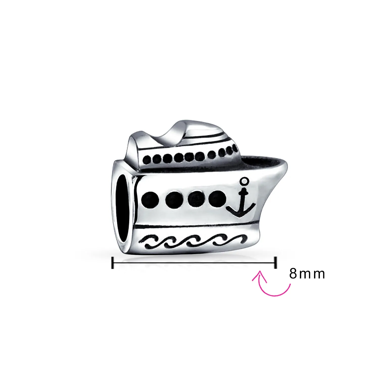 Ocean Liner Yacht Charm Bead Sterling Silver for European Bracelet