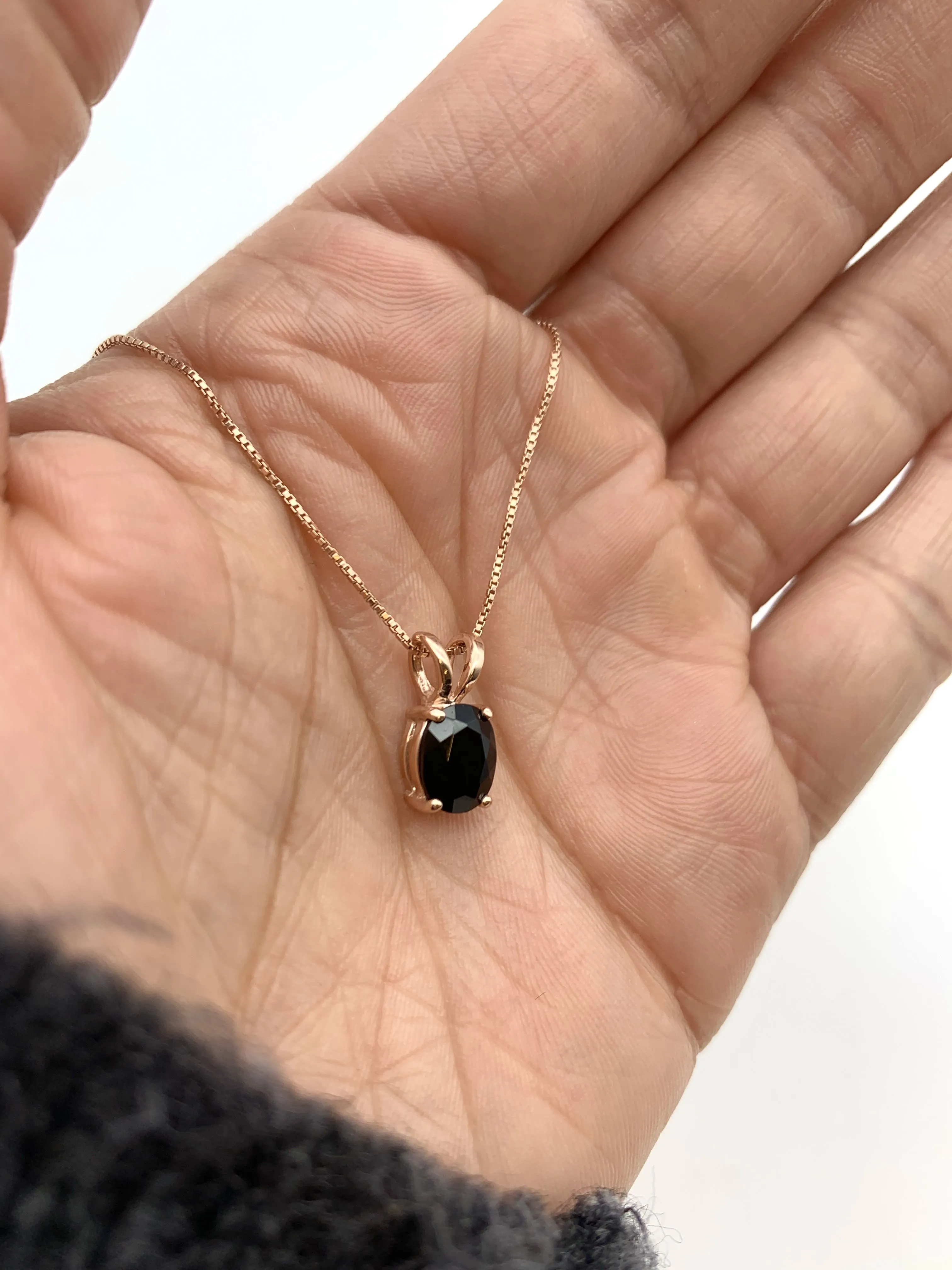 Onyx Rose Gold Necklace - Natural Onyx Necklace - Black Dainty Pendant