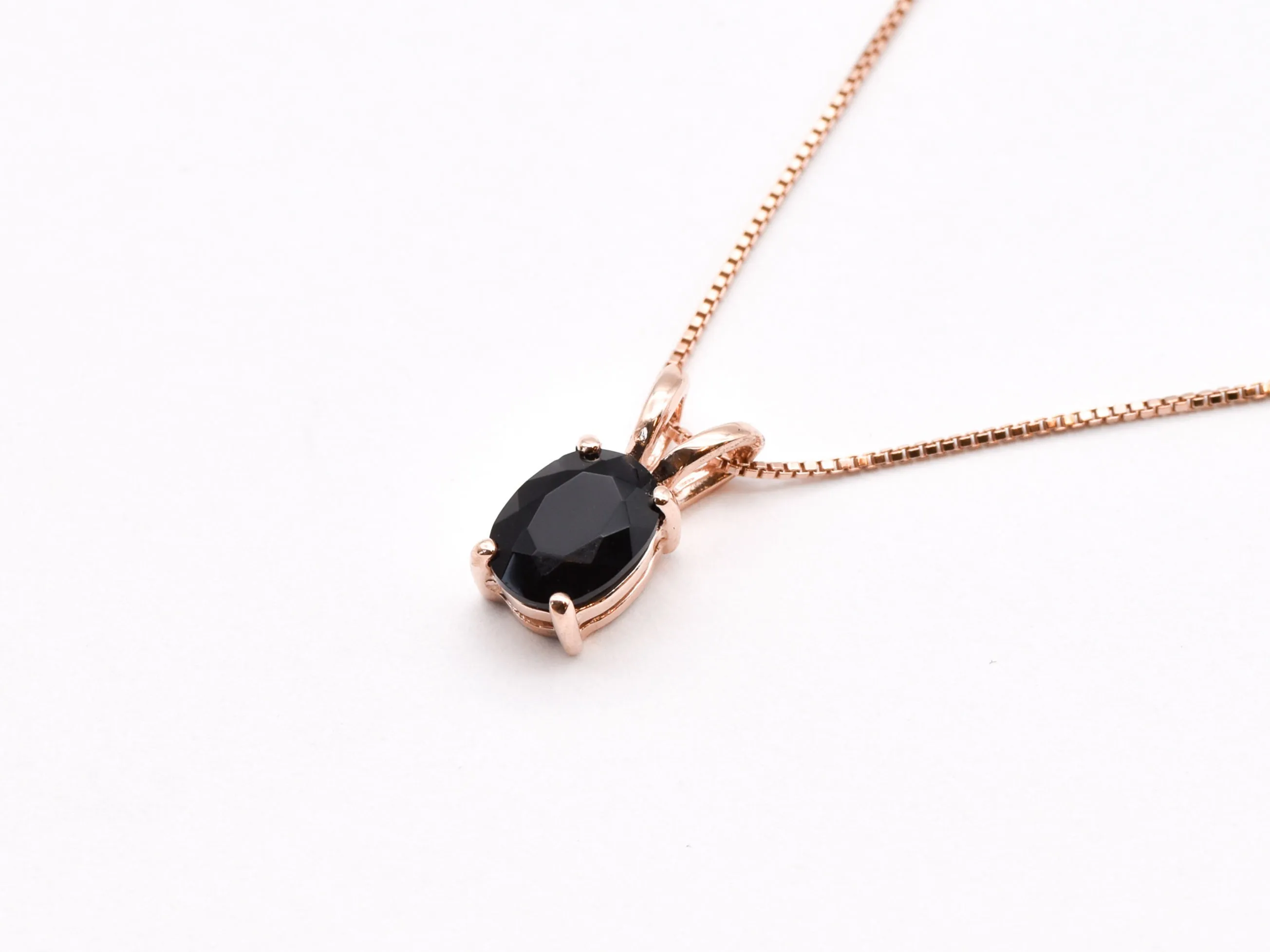 Onyx Rose Gold Necklace - Natural Onyx Necklace - Black Dainty Pendant