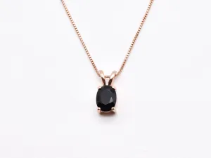 Onyx Rose Gold Necklace - Natural Onyx Necklace - Black Dainty Pendant