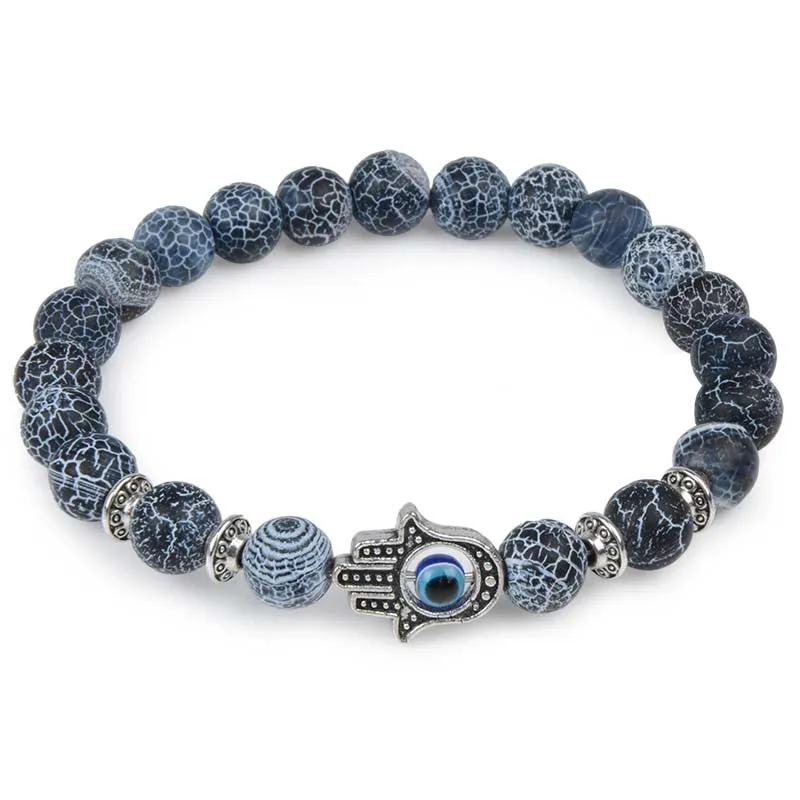 Owl Leopard Lion Head Buddha Beads Bracelet Charm Elastic Evil Eye Natural Stone Bracelet Hamsa Hand Lava Bracelet Men Helmet