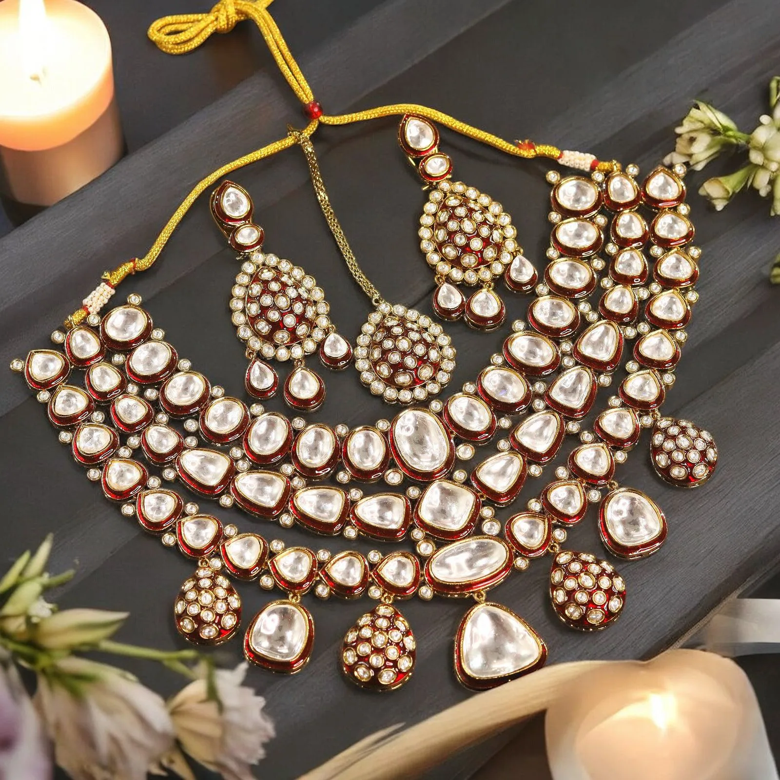 Pakistani Wedding Stylish Unique Polki Necklace Earrings Maangtika Set, Nikaah Polki Necklace Set, Indian Polki Jewelry Set, Bollywood Inspired Earrings Set, Polki Weddings Jewellery, Indian Wedding Polki Necklace Set, Polki Necklace Set