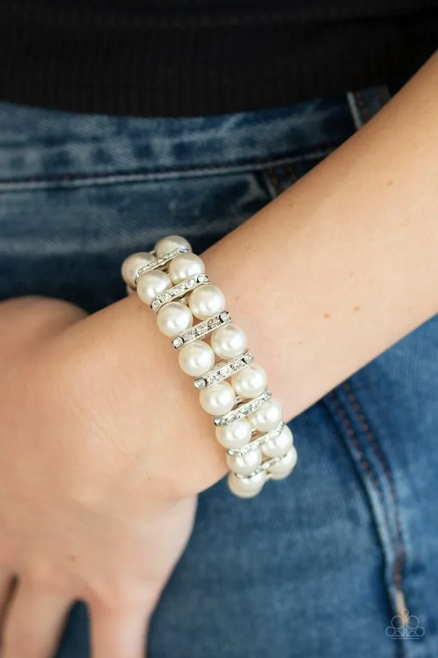 Paparazzi Bracelet ~ Glowing Glam - White