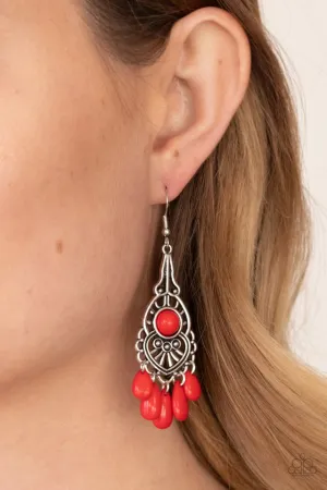 Paparazzi Earring ~ Fruity Tropics - Red