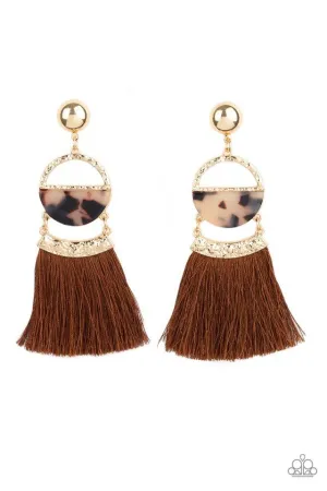 Paparazzi Earring ~ Tassel Trot - Brown