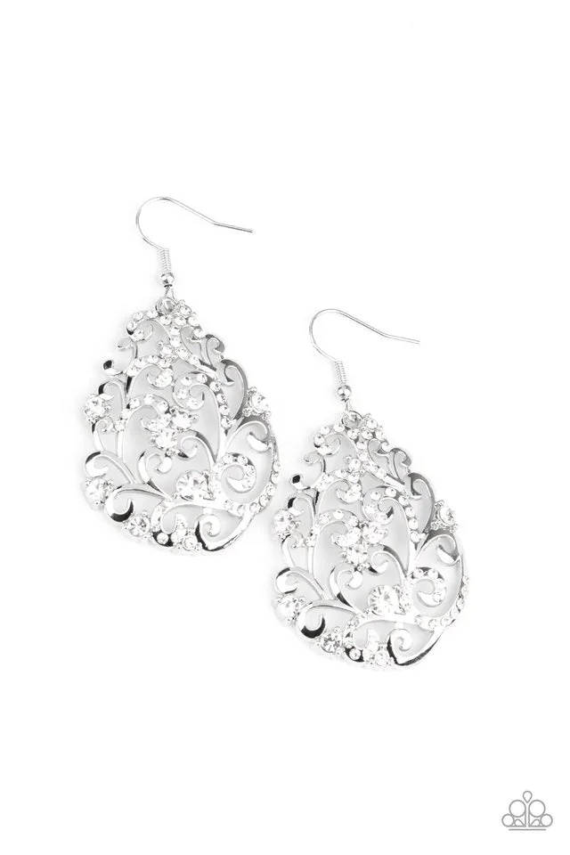 Paparazzi Earring ~ Winter Garden - White