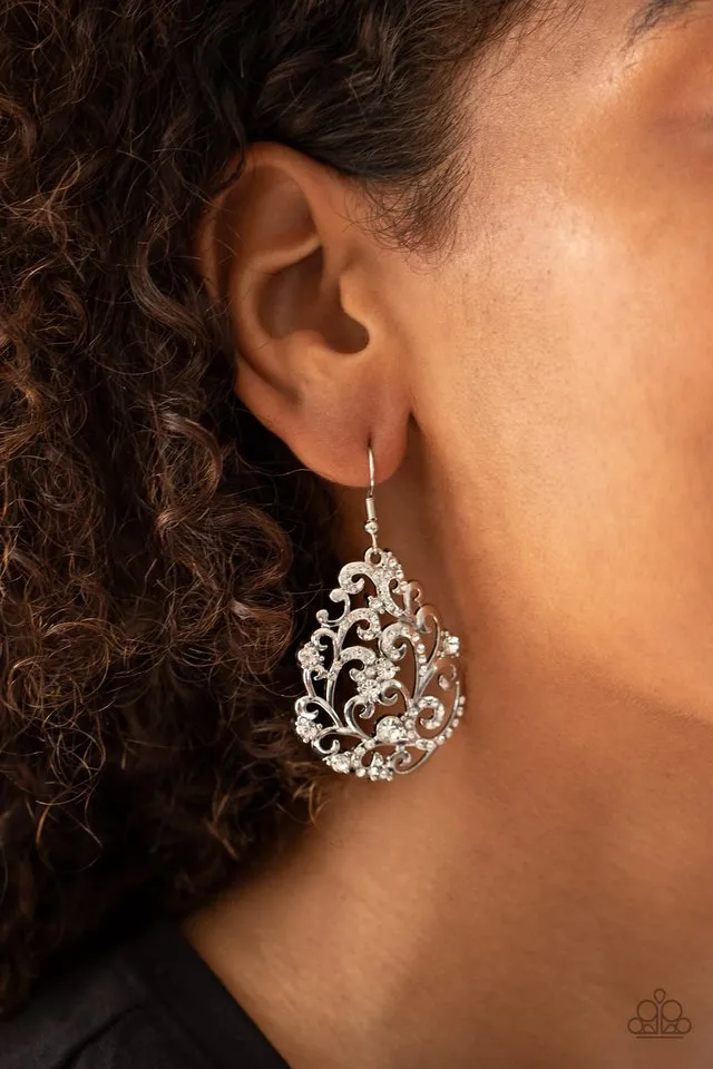 Paparazzi Earring ~ Winter Garden - White