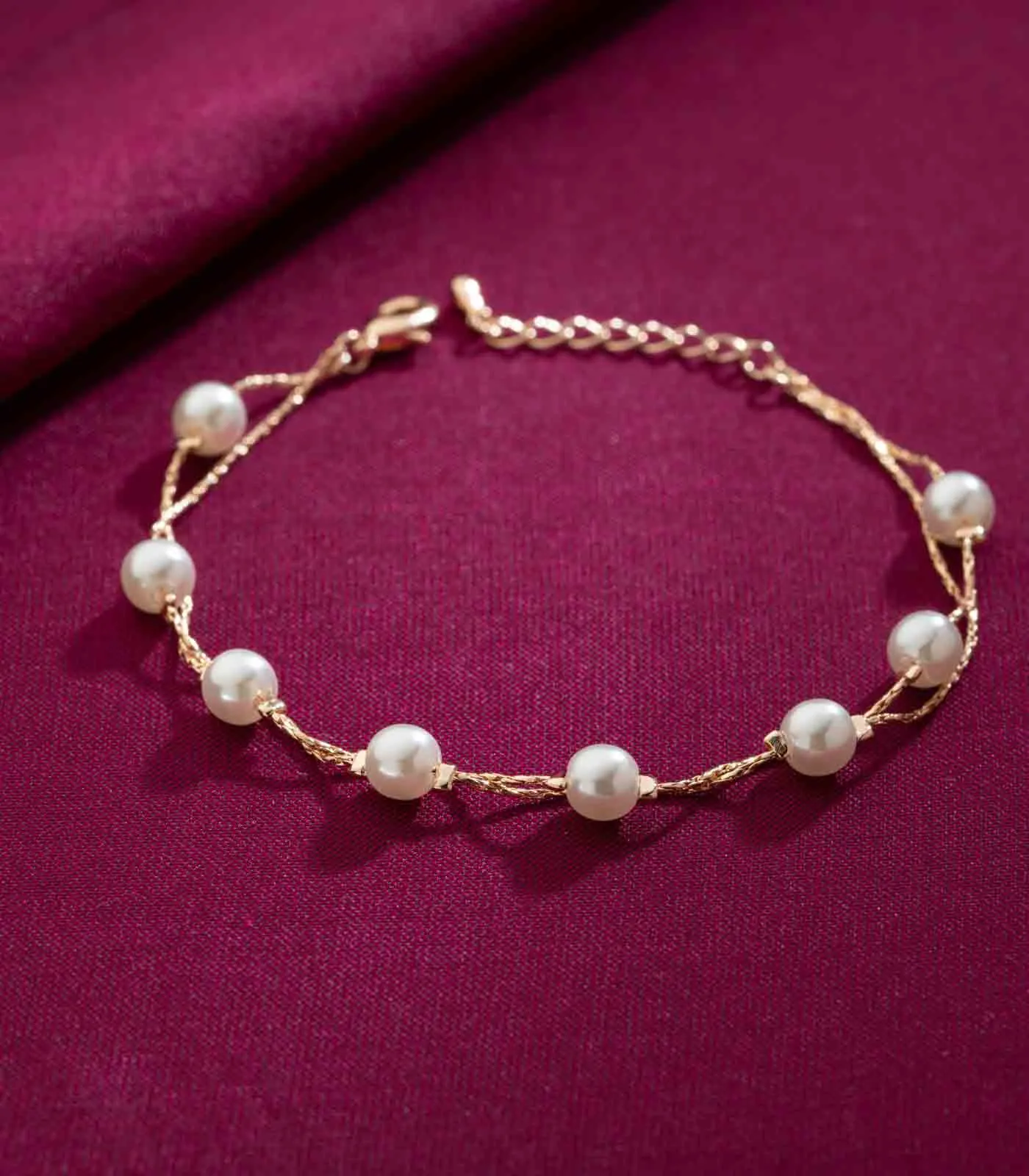 Pearls Chain Bracelet (Brass)