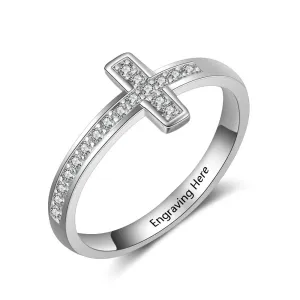 Personalized 925 Sterling Silver Zirconia Cross Rings