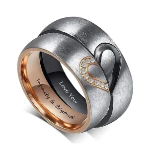 Personalized Couple’s Rings Custom Inner Engraving And Zirconia Stone Promise Unisex Ring