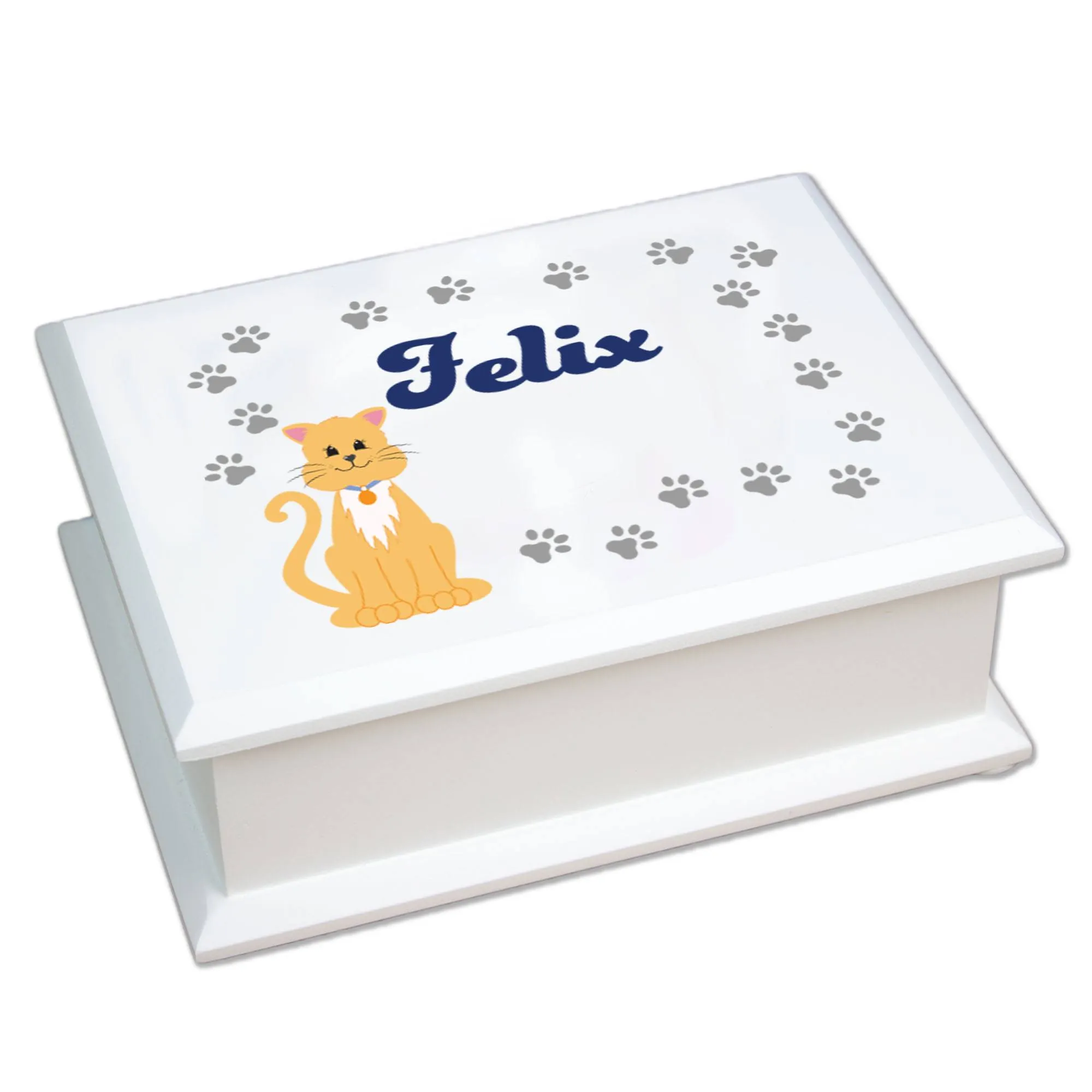 Personalized Lift Top Jewelry Box - Kitty Cat Breed