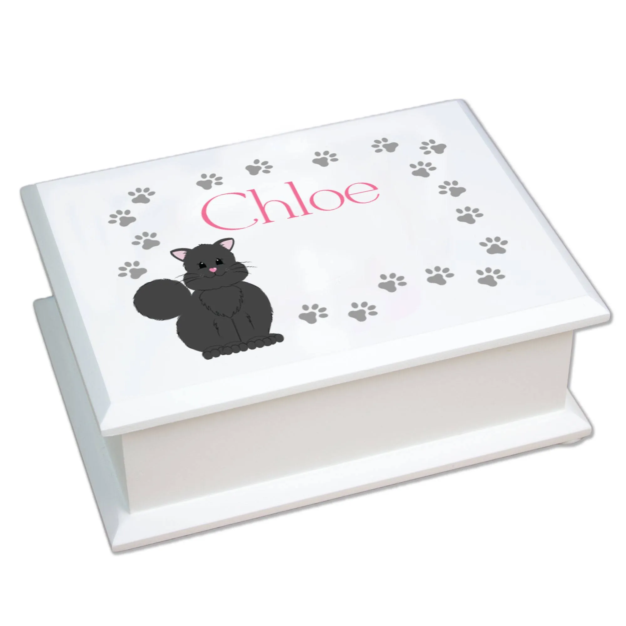 Personalized Lift Top Jewelry Box - Kitty Cat Breed