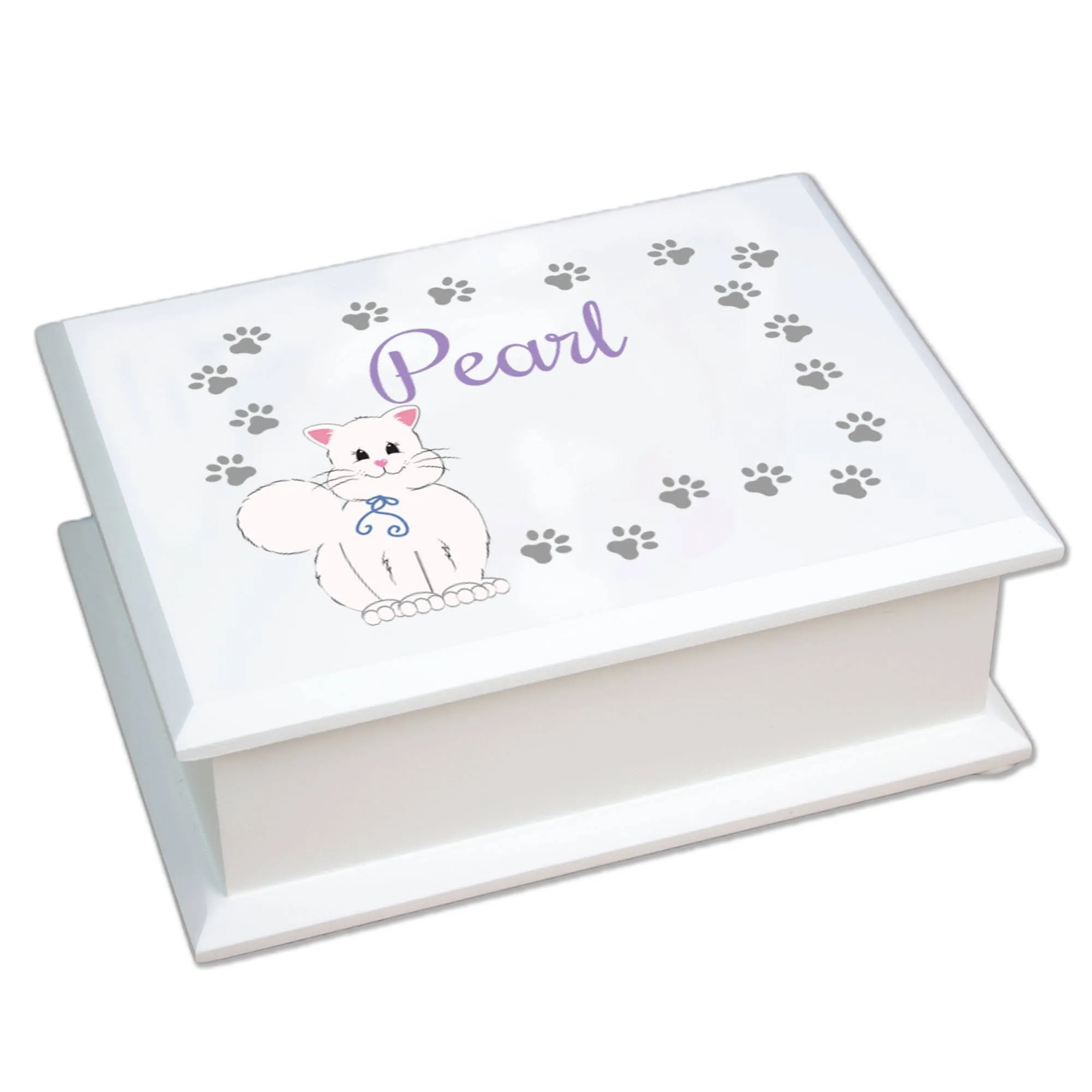 Personalized Lift Top Jewelry Box - Kitty Cat Breed