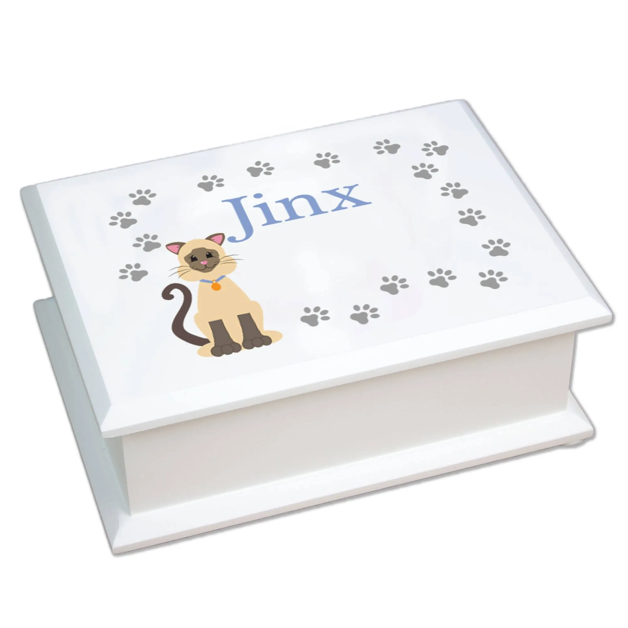 Personalized Lift Top Jewelry Box - Kitty Cat Breed