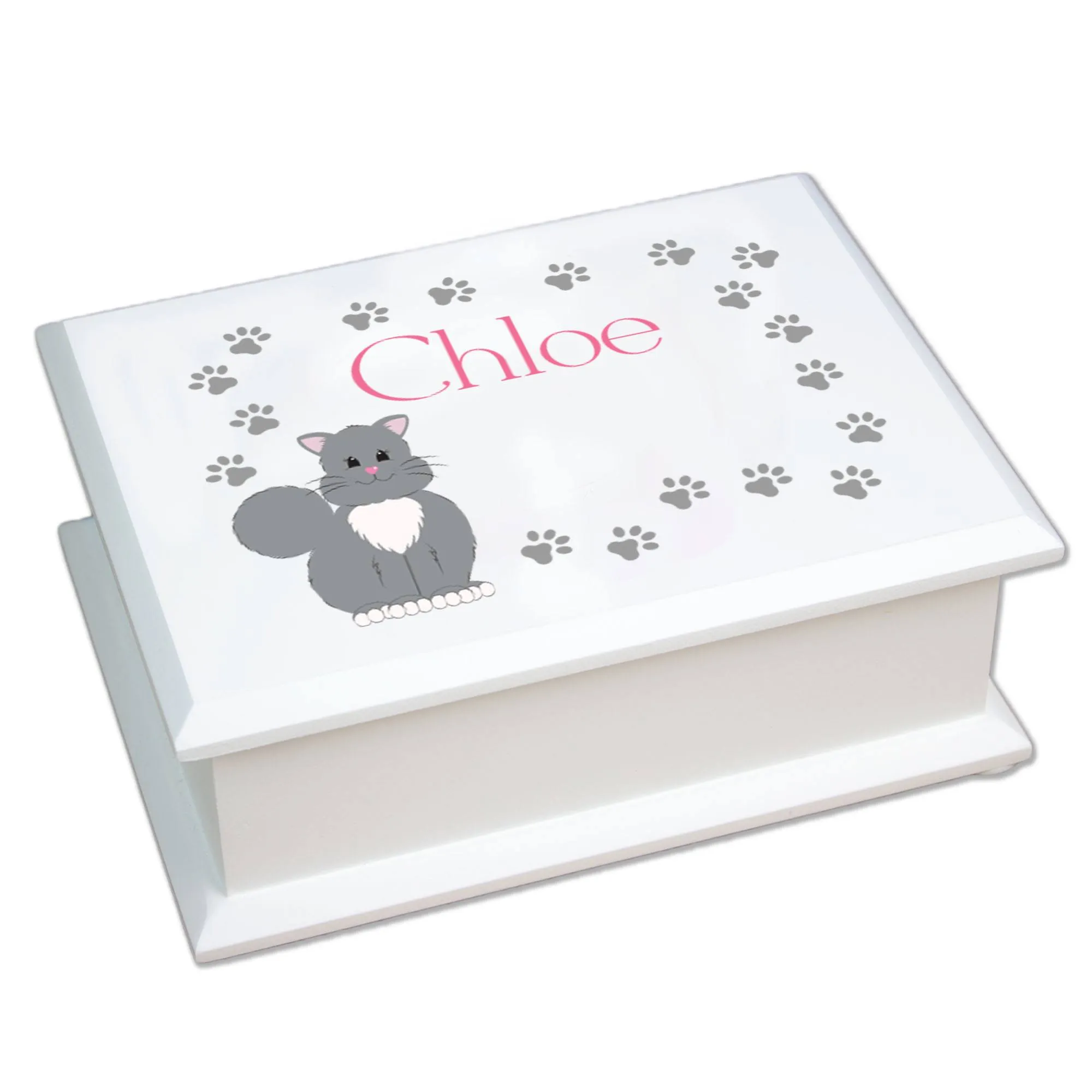 Personalized Lift Top Jewelry Box - Kitty Cat Breed