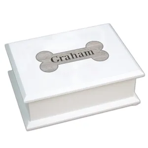 Personalized Lift Top Jewelry Box - Wood Dog Bone