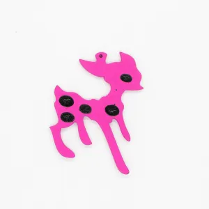 Pink Sika Deer Laser Cut Wooden Motif Pendant Charm