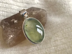 Prehnite with Epidote Brea Pendant - Regular Oval