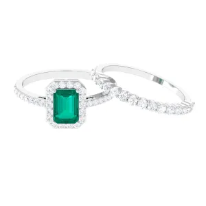 Real Emerald and Diamond Stackable Ring Set