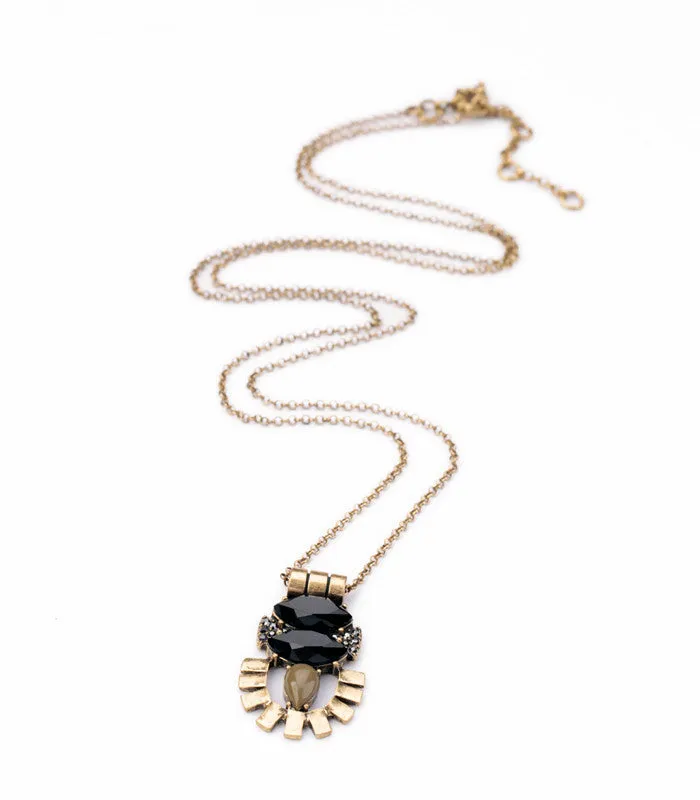 Retro Style Jewelry Created Gemstone Insect Thin Chian Long Pendant Necklace Fashion Bijoux for Women