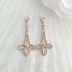 Rose Gold Cubic Zirconia Earrings-Allison