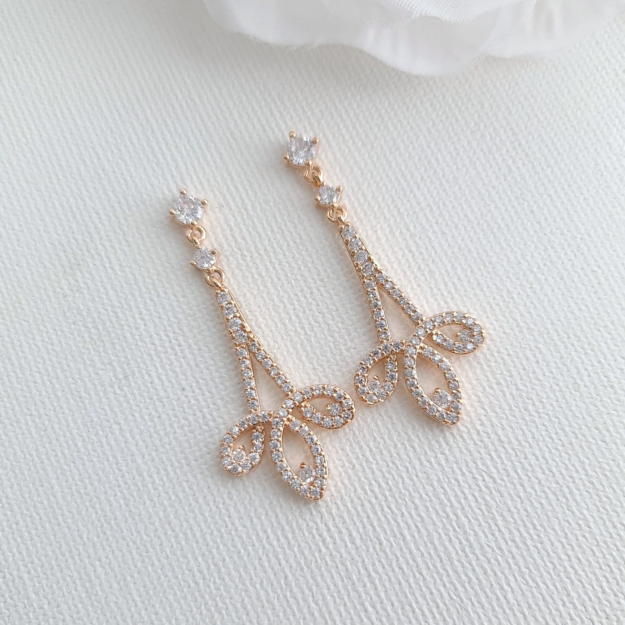 Rose Gold Cubic Zirconia Earrings-Allison