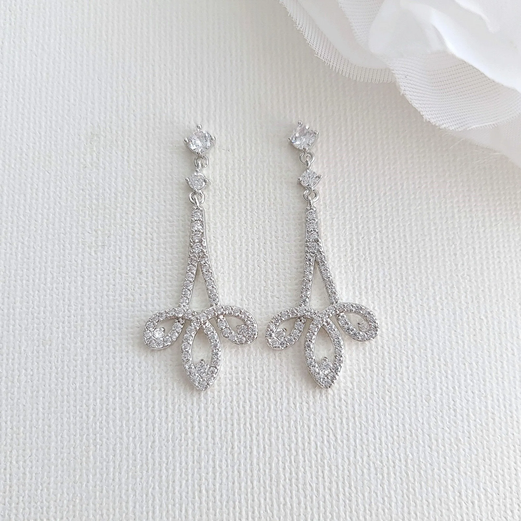 Rose Gold Cubic Zirconia Earrings-Allison