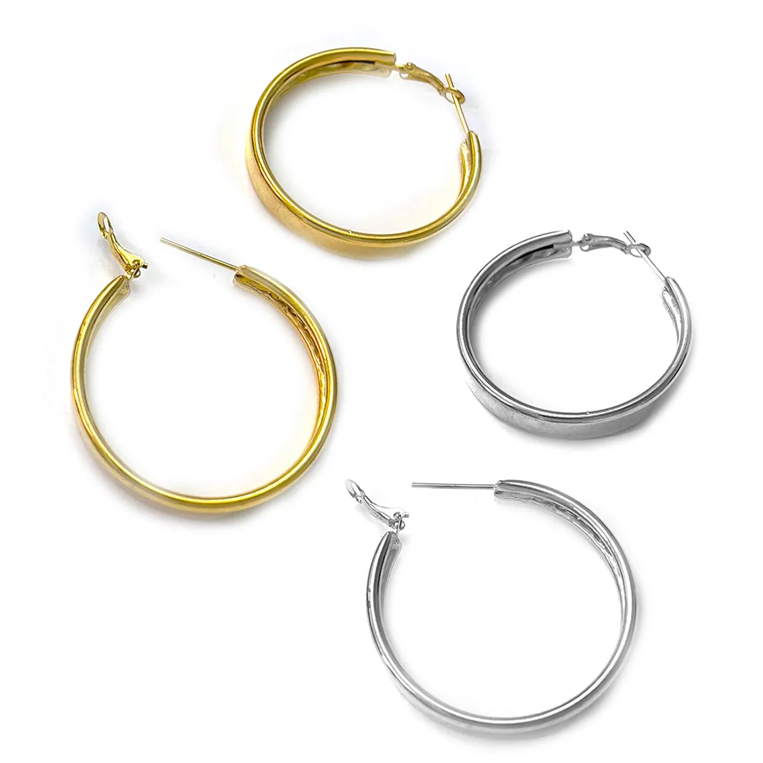 Set of 2 Contemporary Gold & Silver Hoops for Office and Everyday purpose for women