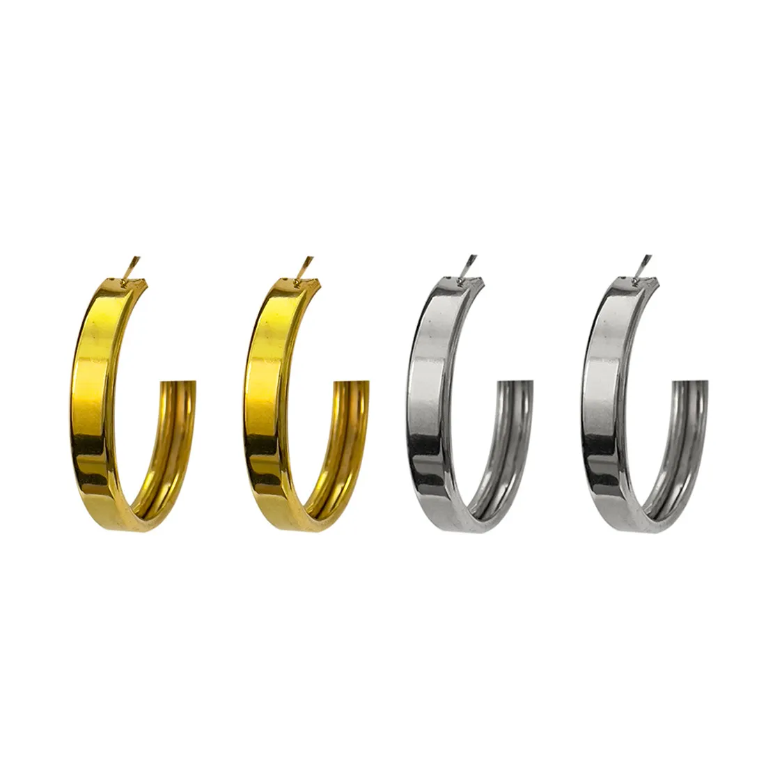 Set of 2 Contemporary Gold & Silver Hoops for Office and Everyday purpose for women