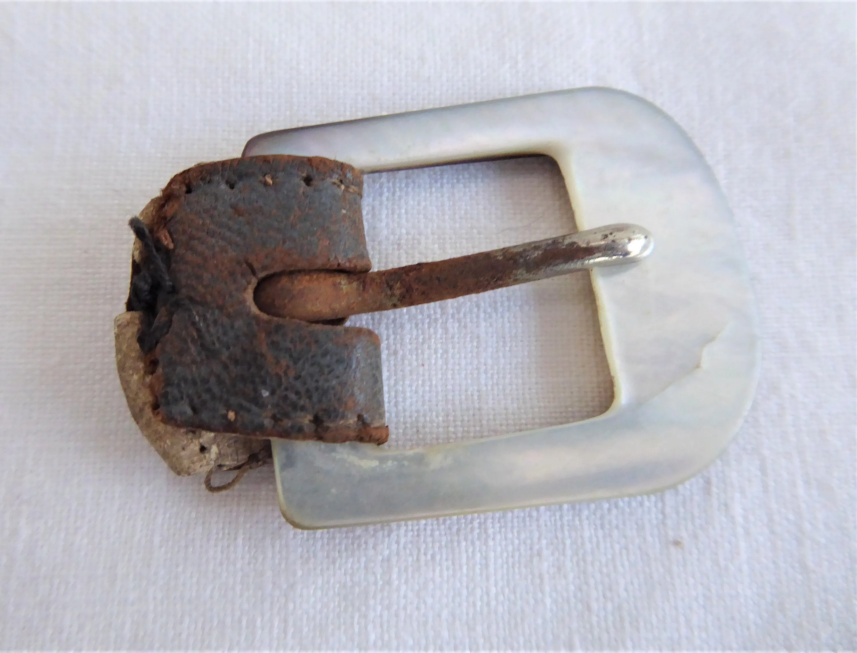 Set Of 3 Antique Buckles Mother Of Pearl Victorian Fashion Sewing Craft Costume 1900