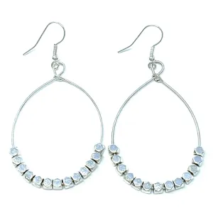 Silver Beaded Hoop Earrings