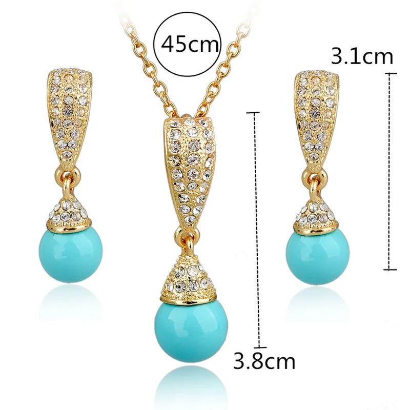 Simulated Pearl Jewelry Set For Women Gold Plated Jewellery Set Fashion Bridal Necklace Earrings Set Wedding